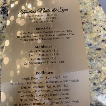 Timeless Nails & Spa - Menu - Nail Salons Near Me - San Antonio, Texas