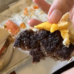 Burnt burger patty Burnt burger patty