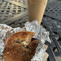 Bagel and brewed flavored iced hazelnut (not the added flavor syrup - not many places offer the brewed flavor)