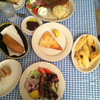 Gregory's 26 Corner Taverna - Gyro platter with rice, lemon potatoes, fried cheese app, grilled octopus, bread with olive spread. - Greek Near Me - Astoria, New York Gregory's 26 Corner Taverna - Gyro platter with rice, lemon potatoes, fried cheese app, grilled octopus, bread with olive spread. - Greek Near Me - Astoria, New York