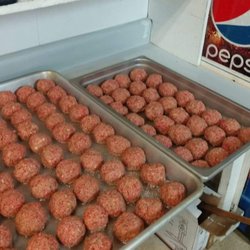 Mario's Italian Deli - Fresh meatballs getting ready to cook.