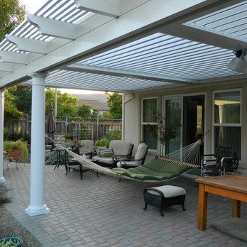 Elite Exteriors - Aluminum lattice cover with Louvertech roof middle section. - Patio Coverings Near Me - Santa Clara, California