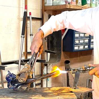 Half Moon Bay Art Glass - fire the flower to shape - Art Galleries Near Me - Half Moon Bay, California