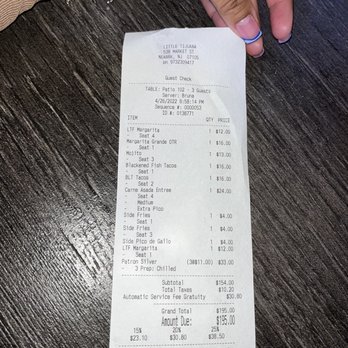 Little Tijuana - Total bill for 3 people - Lounges Near Me - Newark, New Jersey Little Tijuana - Total bill for 3 people - Lounges Near Me - Newark, New Jersey