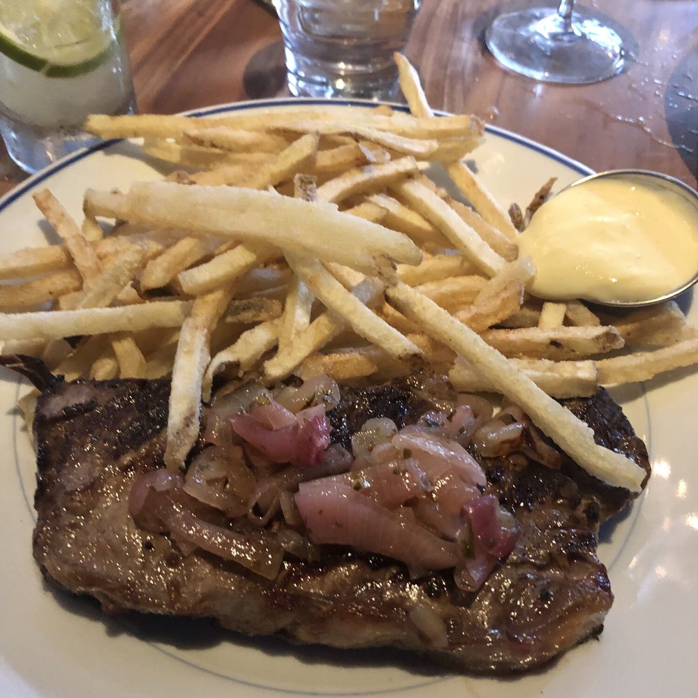 Rubicon - Steak Frites Grass-fed Organic NY Strip, Shallot Tarragon Compote, Pommes Frites - Cocktail Bars Near Me - Harrisburg, Pennsylvania Rubicon - Steak Frites Grass-fed Organic NY Strip, Shallot Tarragon Compote, Pommes Frites - Cocktail Bars Near Me - Harrisburg, Pennsylvania