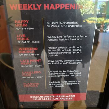 Descanso Restaurant - Weekly happenings - Mexican Near Me - Los Angeles, California Descanso Restaurant - Weekly happenings - Mexican Near Me - Los Angeles, California