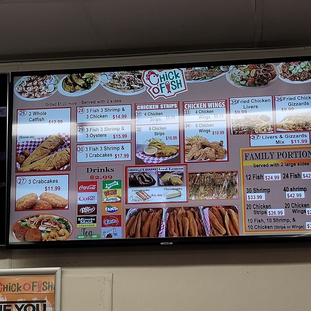 Chick O' Fish -  menu on the wall - Seafood Near Me - Tulsa, Oklahoma