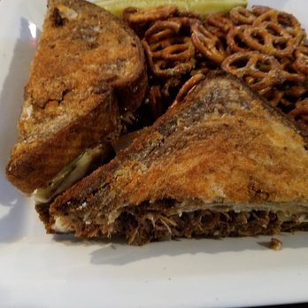 Taylor's Pub at Greenbriar - Parmesan crusted pot roast sandwich with house pretzels - Pubs Near Me - Indianapolis, Indiana
