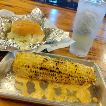 Food Freaks Unique Burger - street corn, the godfather, and my beverage... - Food Trucks Near Me - Mocksville, North Carolina