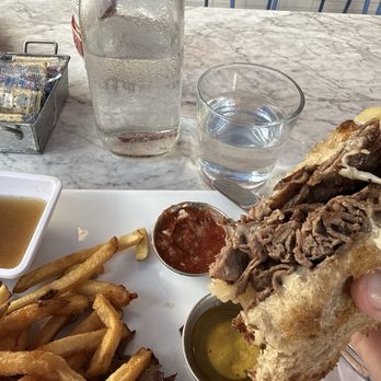 Stir - My roast beef melt on toasted sour dough + au jus. Incredible! - Cocktail Bars Near Me - Greenville, South Carolina