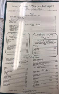 Menu photo 1 Hugo's Family Restaurant Claremore, OK Menu photo 1 Hugo's Family Restaurant Claremore, OK