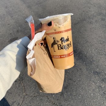 Posh Bagel - Eggwich with Meat Bagel and Caramel Cold Brew - Bakeries Near Me - Modesto, California