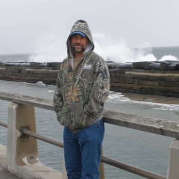Cabrillo Beach Pier - My fisherman Bob see the wave breaking behind him? - Active Life Near Me - San Pedro, California