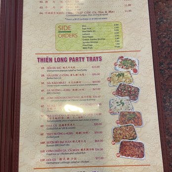 Thien Long - Menu - July 2021 - Vietnamese Near Me - San Jose, California