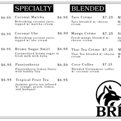 Brew47 Coffee & Tea Menu