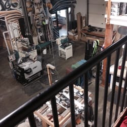 Prior Snowboards - Workshop from the stairs.
