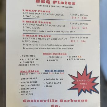 Castroville BBQ - Menu - Smokehouse Near Me - Castroville, Texas Castroville BBQ - Menu - Smokehouse Near Me - Castroville, Texas