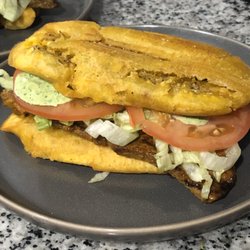 Elbita's Cocina - Steak Jibarito with lettuce, tomato and cilantro garlic mayo