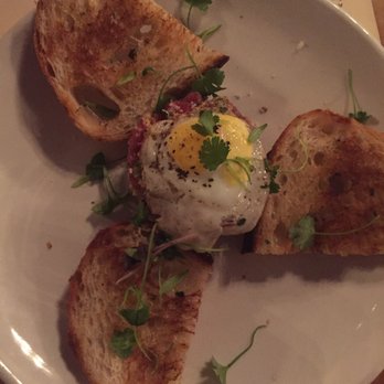 Seared - Beef tartar, shame the egg was hard cooked - Seafood Near Me - Petaluma, California