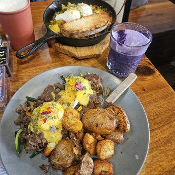 Berkeley Social Club - Beef Bulgogi Benedict, Ube Latte, Brussel Sprout Hash - Breakfast & Brunch Near Me - Berkeley, California Berkeley Social Club - Beef Bulgogi Benedict, Ube Latte, Brussel Sprout Hash - Breakfast & Brunch Near Me - Berkeley, California