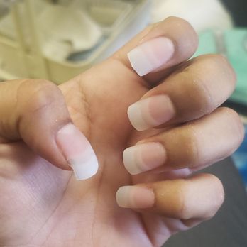 Belezza Nails and Skin Care - When she had them dry while I got my pedicure look how uneven they look - Nail Salons Near Me - Anaheim, California Belezza Nails and Skin Care - When she had them dry while I got my pedicure look how uneven they look - Nail Salons Near Me - Anaheim, California