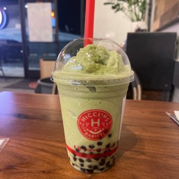 Matcha blended with boba Matcha blended with boba