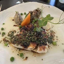 Restaurant L'Océanic - Cod with vegetables. Amazing presentation and flavor!
