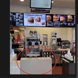 McDonald's - Clearly on the bottom is says "please use drive through window"