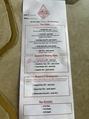 Menu photo 5 Bivouac Ciderworks San Diego, CA