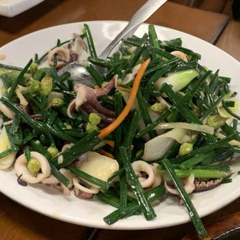 Looking For Chai - Chive Flower Sauteed with Taiwanese Squid - Taiwanese Near Me - Bellevue, Washington Looking For Chai - Chive Flower Sauteed with Taiwanese Squid - Taiwanese Near Me - Bellevue, Washington