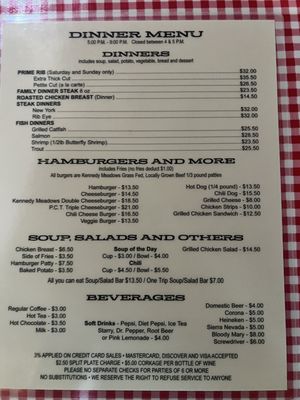 Menu photo 2 Kennedy Meadows Resort Restaurant Pinecrest, CA