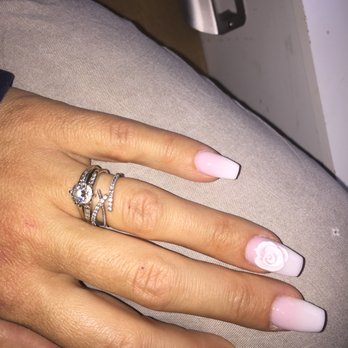 Bella Nails and Spas - Pink & White acrylic fill over a previously "hombre pink & white," which is more of a peach. By Jay (Jayden) 5-2018 - Nail Salons Near Me - Riverside, California