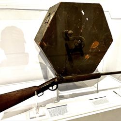 New York State Military Museum - Civil War era tumbler for the Union draft and a Civil War era rifle.