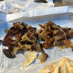 Burnt potatoes. That's from one burrito. Burnt potatoes. That's from one burrito.