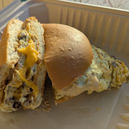 How close up of the delicious breakfast sandwich. Anyway you want it