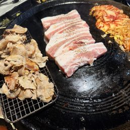 Cooked chabol and pork belly Cooked chabol and pork belly