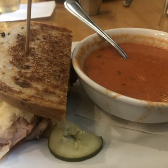 Five Loaves Cafe - Tomato Soup with tarragon and crab + a 1/2 Turkey Pastrami Rueben. - American Near Me - Mt Pleasant, South Carolina Five Loaves Cafe - Tomato Soup with tarragon and crab + a 1/2 Turkey Pastrami Rueben. - American Near Me - Mt Pleasant, South Carolina