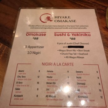 Hiyake Omakase - Menu - Japanese Near Me - New York, New York