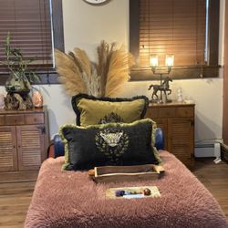 The Local Healing House - The "Brown" room is often used for veterans, pain management and has a special light under the table that targets pain.