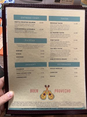 Menu photo 2 Tony's Sombrero Williamstown, MA