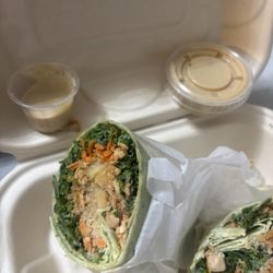 Juice Me Too - Walnut wrap w/ added chickpeas and quinoa. I added extra tahini sauce for $.75 x 2
