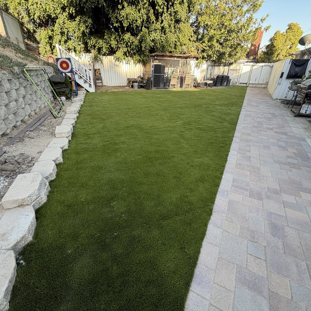 Palm Construction - Backyard- turf and pavers - Decks & Railing Near Me - La Mesa, California