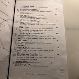Drink menu Drink menu