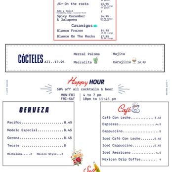 Cafe Habana - Drink menu - Cuban Near Me - New York, New York
