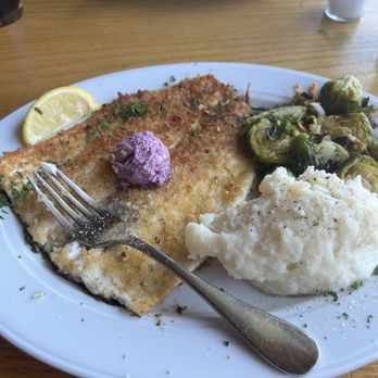 Pisgah Inn - Mountain trout with mashed potatoes and Brussel sprouts - Hotels Near Me - Waynesville, North Carolina Pisgah Inn - Mountain trout with mashed potatoes and Brussel sprouts - Hotels Near Me - Waynesville, North Carolina
