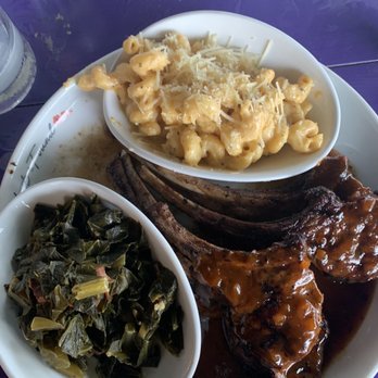 Lost & Found - Jerk Lamb Chops Collard Greens with Smoked Turkey and Mac & Cheese - Cocktail Bars Near Me - Houston, Texas