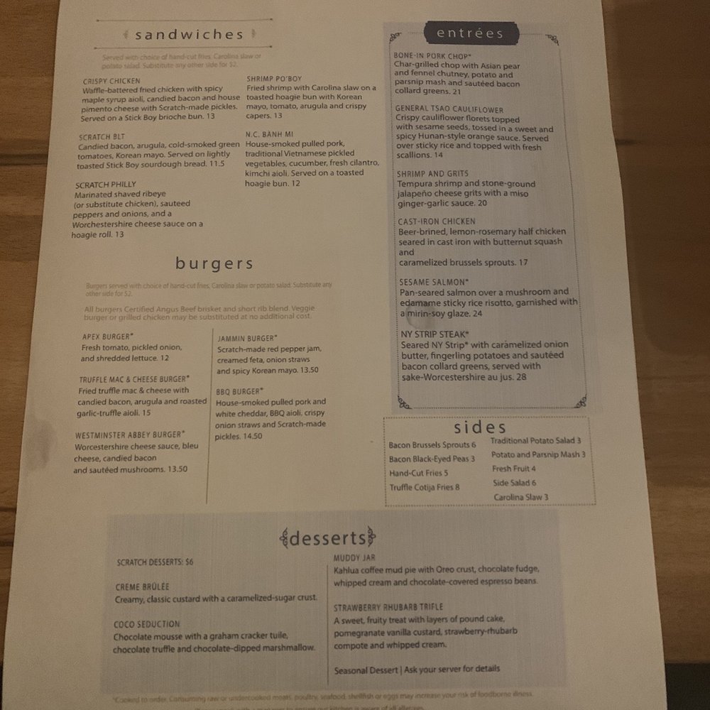 Scratch Kitchen & Taproom - Menu - Bars Near Me - Apex, North Carolina Scratch Kitchen & Taproom - Menu - Bars Near Me - Apex, North Carolina