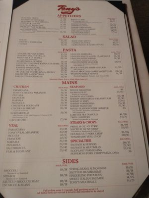 Menu photo 2 Tony's Di Napoli New York, NY Menu photo 2 Tony's Di Napoli New York, NY