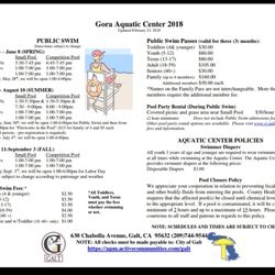 Gora Aquatic Center - These are the correct times and prices for 2018