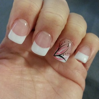 Lady Q Nails - Tom did a fantastic job!! Pink and white tips with a cute design. Love it! - Nail Salons Near Me - Cheyenne, Wyoming